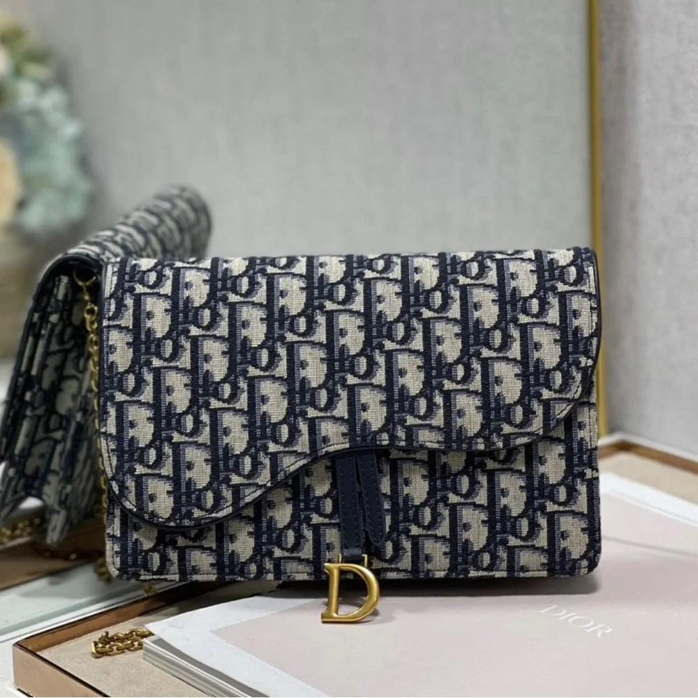 Christian Dior Oblique Saddle Chain Crossbody Bag